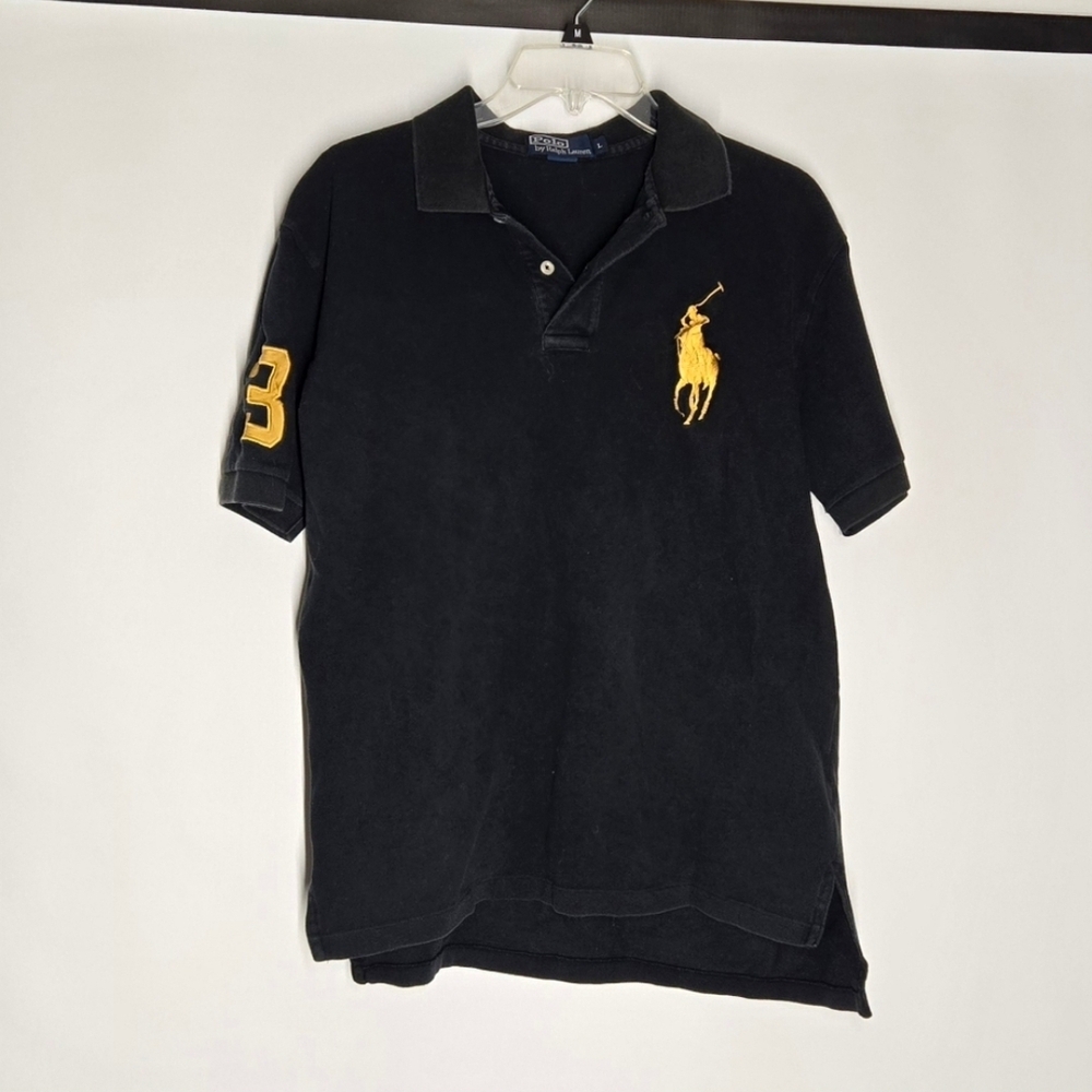Ralph Lauren Black Polo Shirt with Yellow Logo